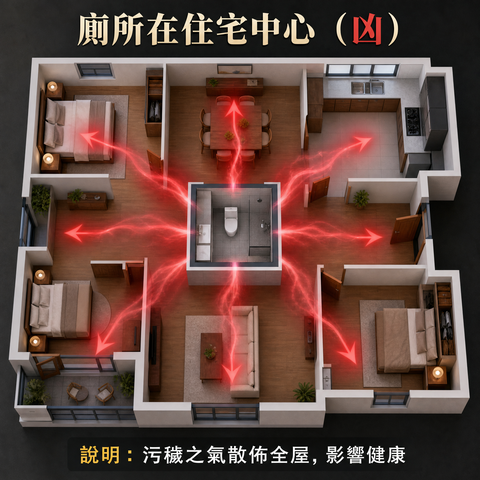 家居风水—厕所在住宅中心(凶)